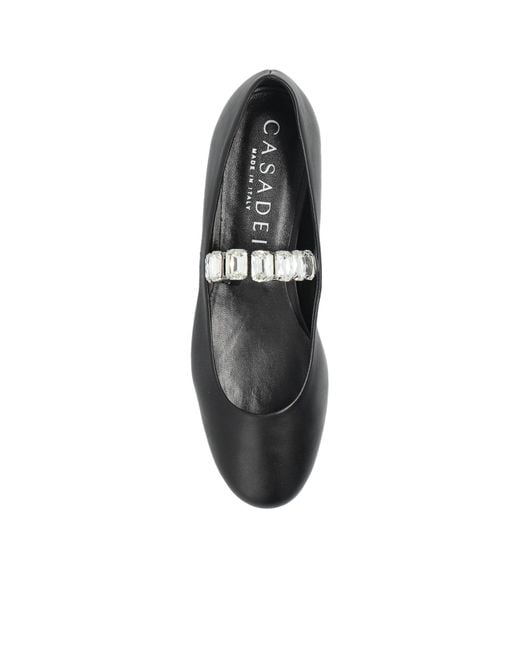 Casadei Black Embellished Ballet Flat Shoes