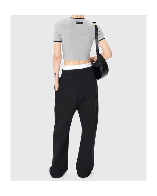MARINE SERRE Black Crescent Moon Embroidered Track Pants for men