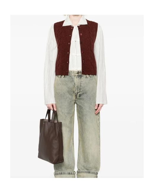 A.P.C. Brown Cable-Knit Sleeveless Vest