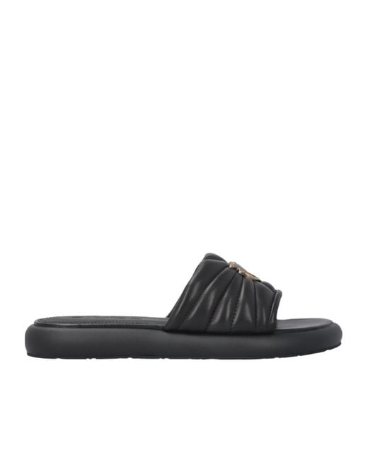 Pinko Black Fiona 03 Logo Appliqué Slippers