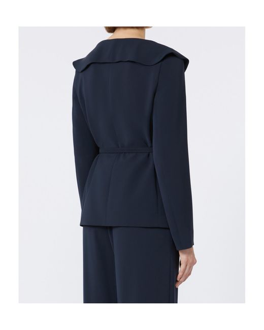 Max Mara Blue Cady Jacket With Ruffle