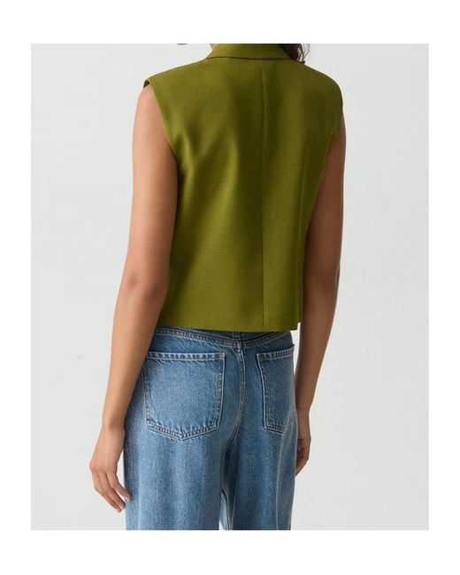 Theory Green Double Breasted V-Neck Vest