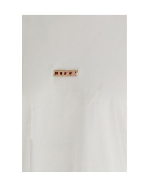 Marni White Logo Patch T-Shirt for men