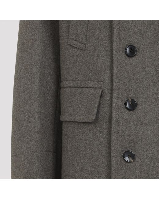 Dries Van Noten Gray Double-Breasted Coat for men
