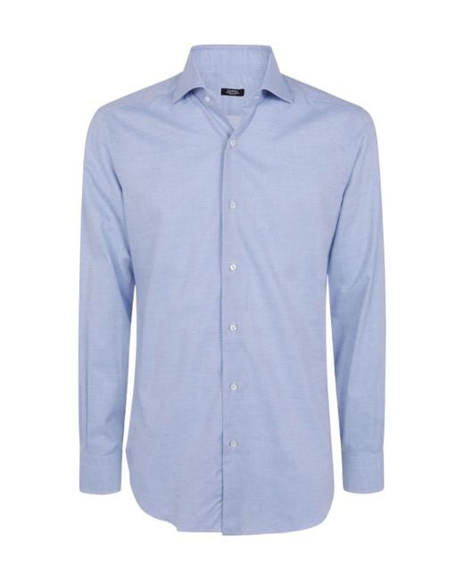 Barba Napoli Blue Long-Sleeved Shirt for men