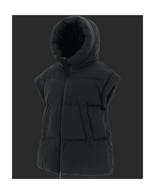 Herno Black Short-Sleeved High-Neck Down Jacket