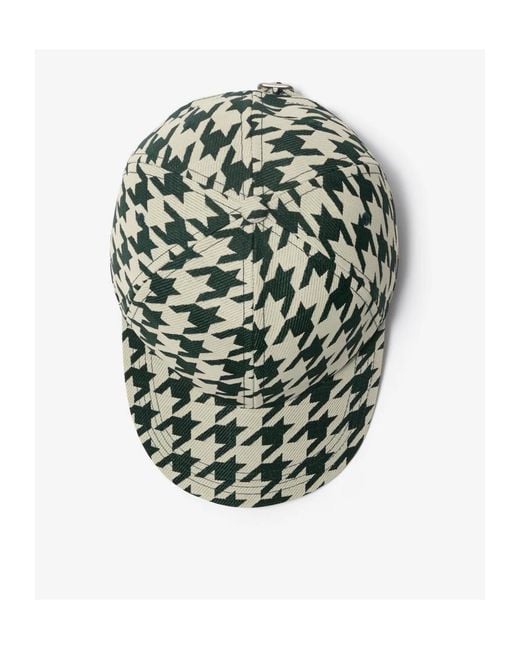 Burberry Green Houndstooth-Pattern Cotton Cap for men