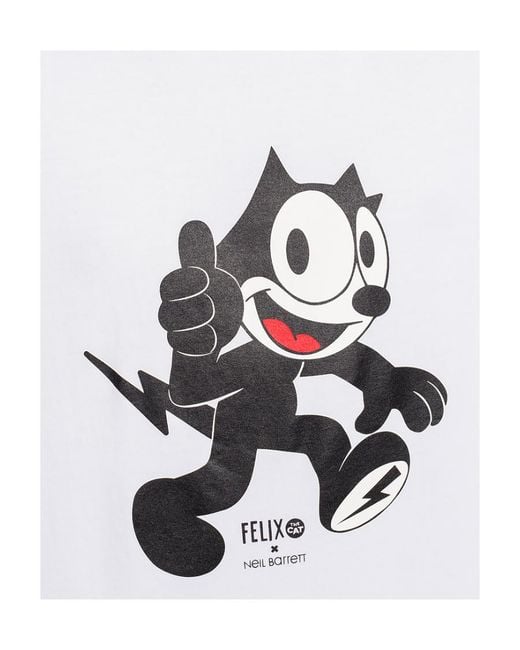 Neil Barrett White X Felix The Cat T-Shirt for men