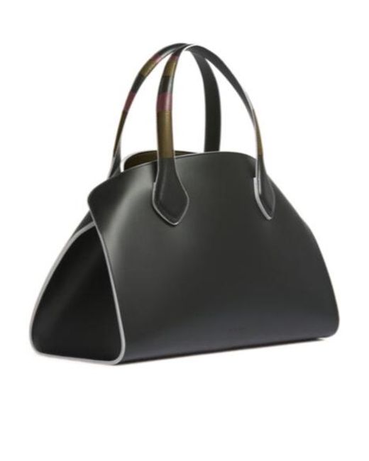 Marni Black Leather Overlap Medium Handbag