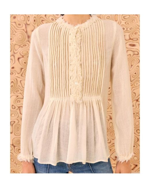 Ulla Johnson Natural Ruffled Blouse