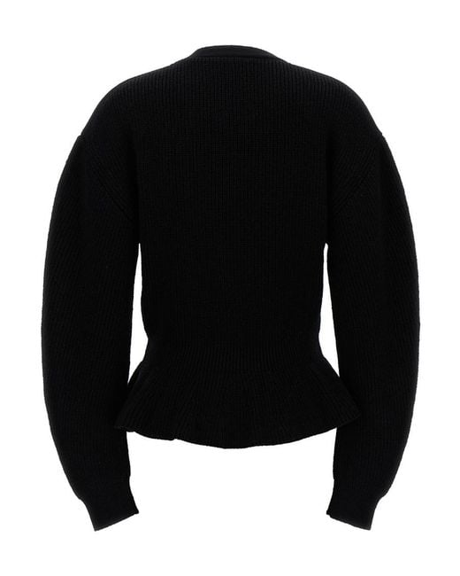 Chloé Black Peplo Cardigan Sweater, Cardigans