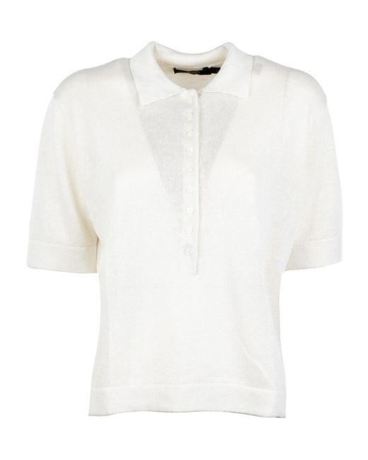 Seventy White Short-Sleeve Buttoned Polo Shirt