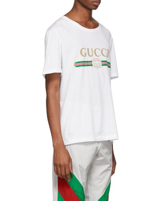 Gucci White Oversize Washed T-Shirt With Logo for men