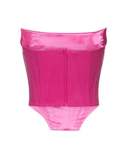 GIUSEPPE DI MORABITO Pink Double Twisted Wool Corset Top