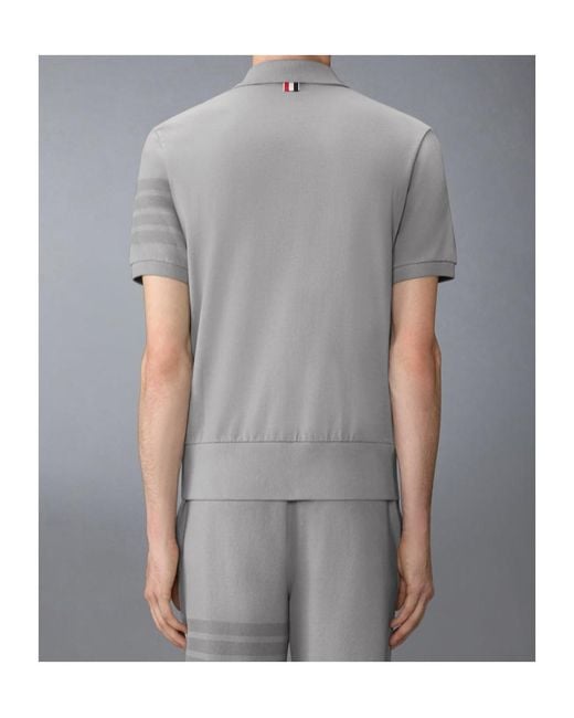 Thom Browne Gray Ottoman-Bar Top Polo for men