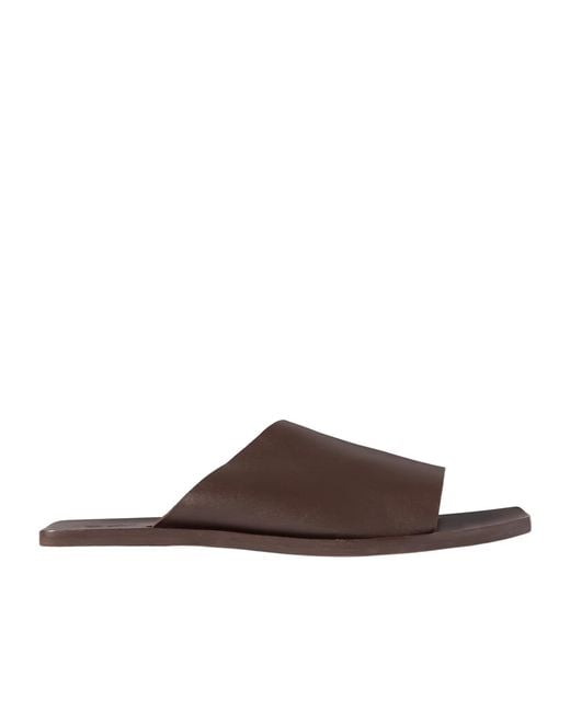 St. Agni Brown Asymmetrical Leather Slippers