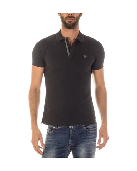 Armani Jeans Black Short-Sleeved Polo Shirt for men