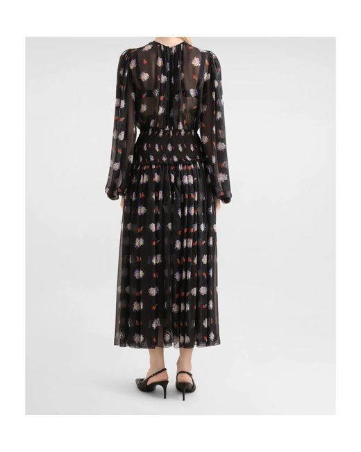 Dolce & Gabbana Black Floral Midi Dress