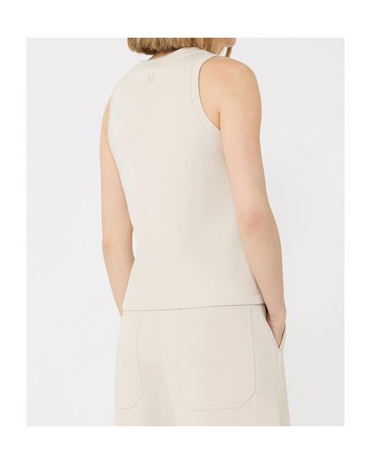Max Mara Natural Carilina Embroidered-Logo Sleeveless Top