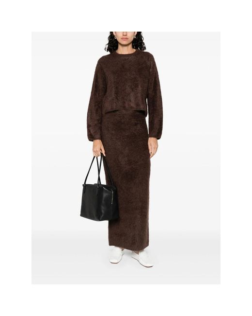 Soft Goat Brown Brushed Longuette Skirt