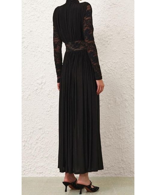 Zimmermann Black Rebellion Lace-Insert Maxi Dress