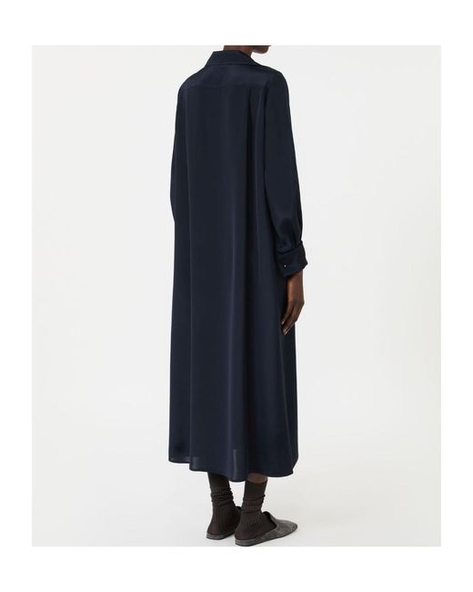 Max Mara Blue Silk Crepe De Chine Polo Dress