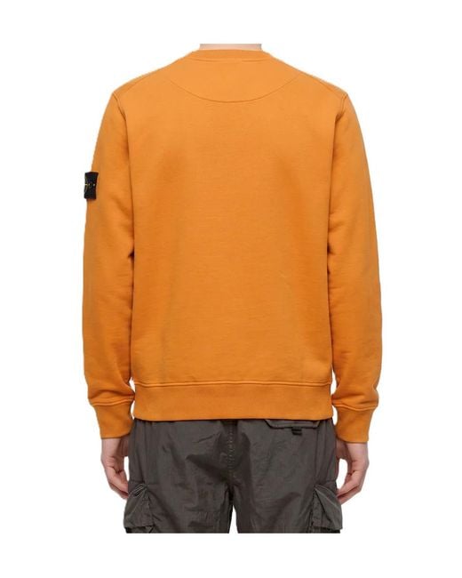 Stone Island Orange Crew-Neck Sweatshirt for men