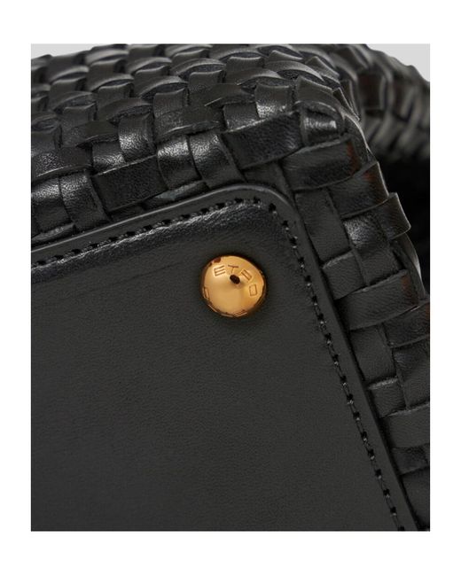 Etro Black Medium Woven Vela Shoulder Bag