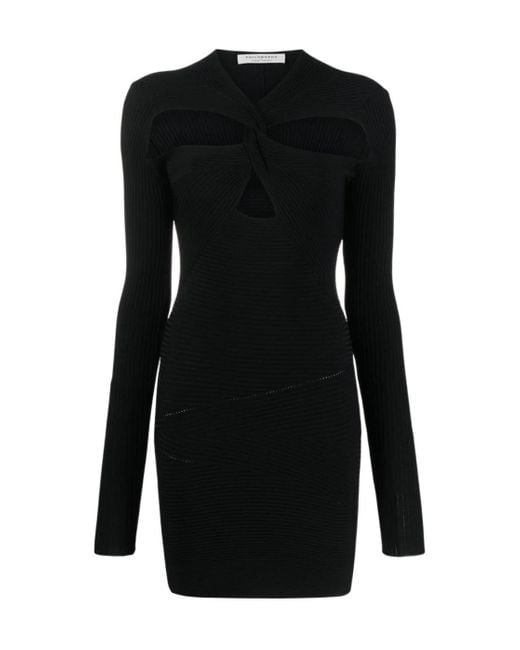 Philosophy Di Lorenzo Serafini Black Cut-Out Long-Sleeved Dress