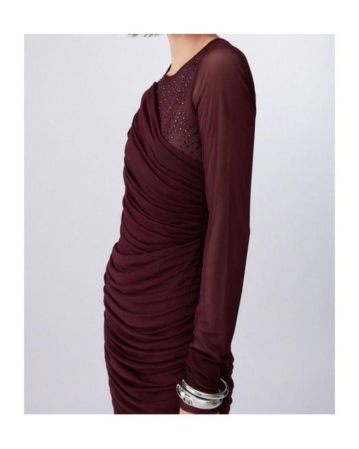 Liu Jo Purple Jewel-Embroidered Tulle Dress