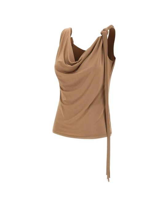 Blumarine Brown Glossy Jersey Top