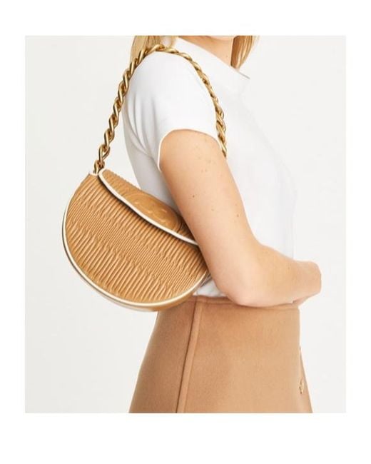 Tory Burch White Mini Fleming Crescent Bag