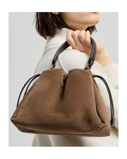 Brunello Cucinelli Brown Mellow Small Bucket Bag