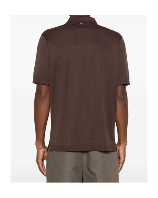 Herno Brown Skipper Open-Neck Polo Shirt for men
