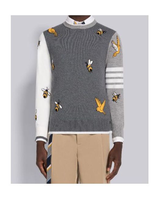 Thom Browne Blue Bar Striped Cardigan for men