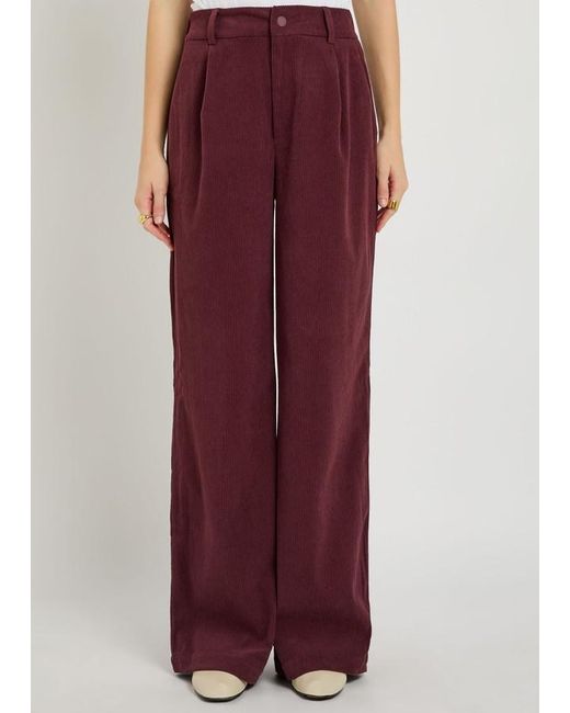 Varley Purple Floris Wide-Leg Corduroy Trousers