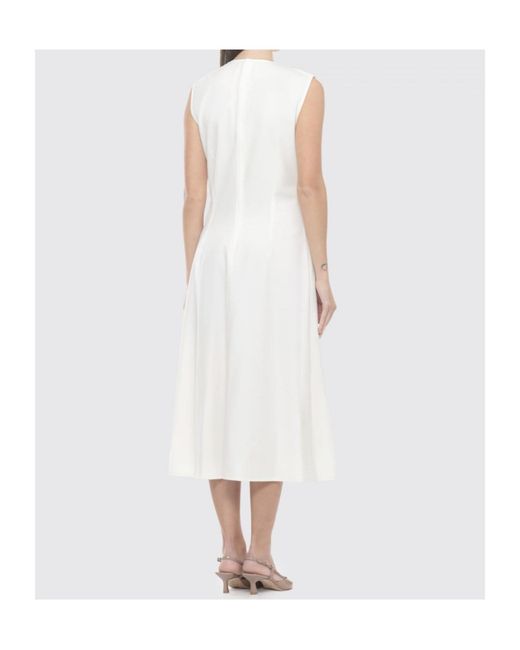 Fabiana Filippi White Crochet Panel Midi Dress