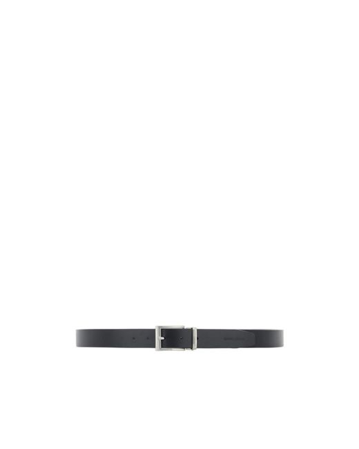 Emporio Armani White Smooth Leather Tongue Belt With A Rectangular Metal Buckle for men