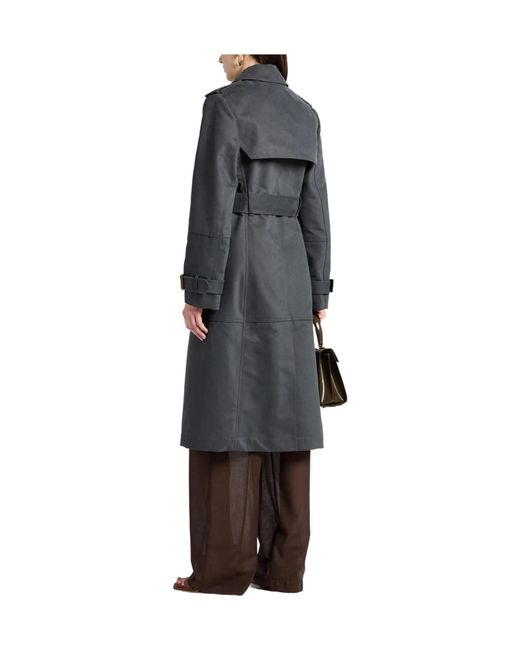 Burberry Black Solid-Colored Long Trench Coat