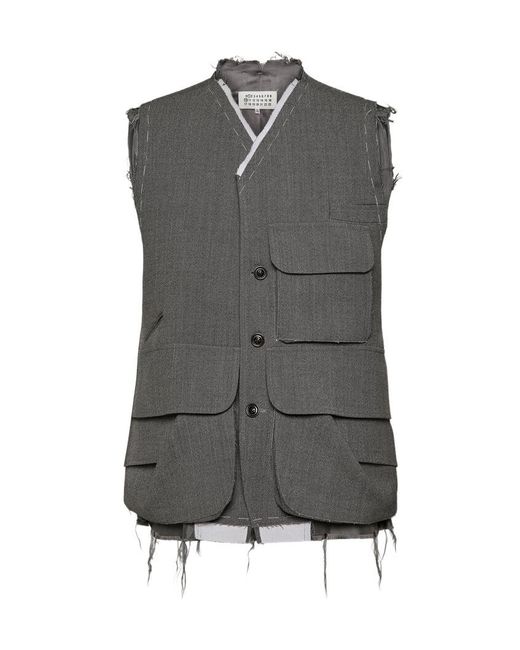 Maison Margiela Gray Sleeveless Wool Jacket for men