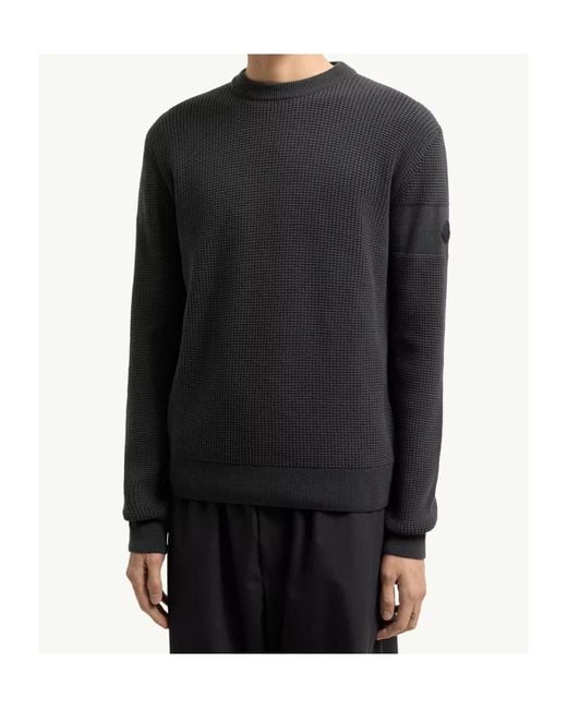 Moncler Blue Logo Patch Crewneck Jumper for men