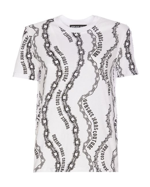 Versace Jeans White Couture Chain Couture Printed Crewneck T-Shirt