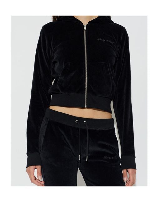 Sporty & Rich Black Long-Sleeve Hooded Sweatshirt