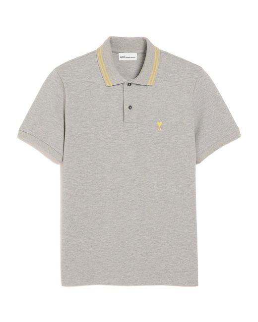 AMI Gray Ami Short Sleeved Polo Shirt for men