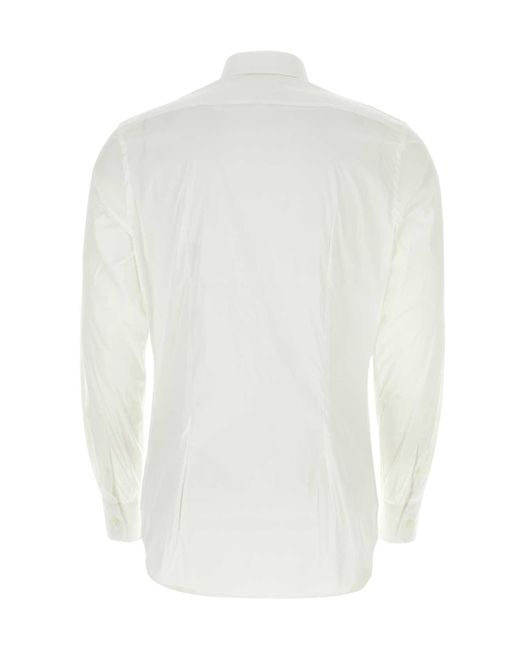 Prada White Classic Long-Sleeve Shirt for men
