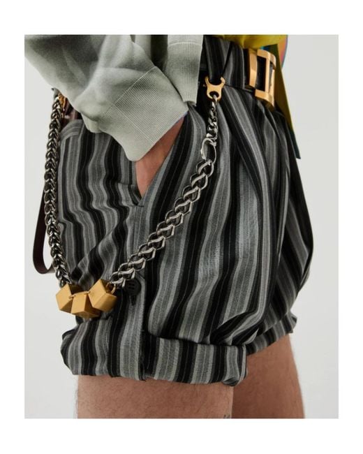 Versace Gray Pinstripe Formal Shorts for men