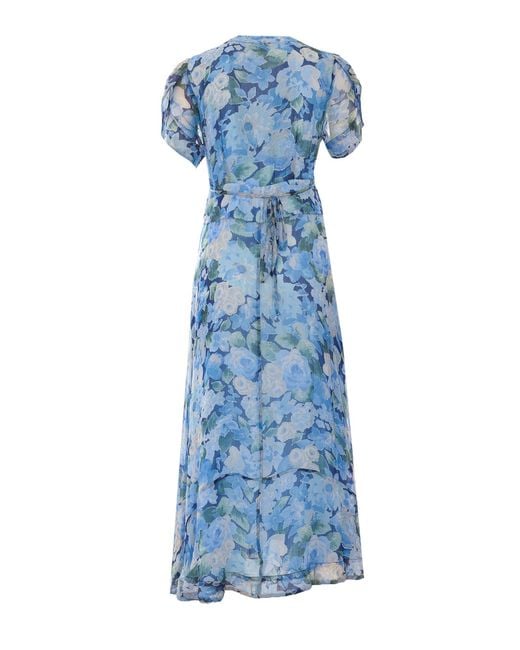 Rixo Blue Novara Floral Button-Front Dress