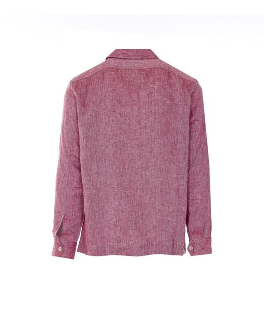 Brunello Cucinelli Purple Crête Detailed Easy Fit Shirt for men