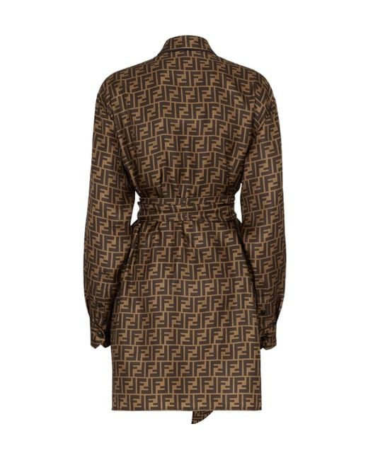 Fendi Brown Ff Pattern Shirt Dress