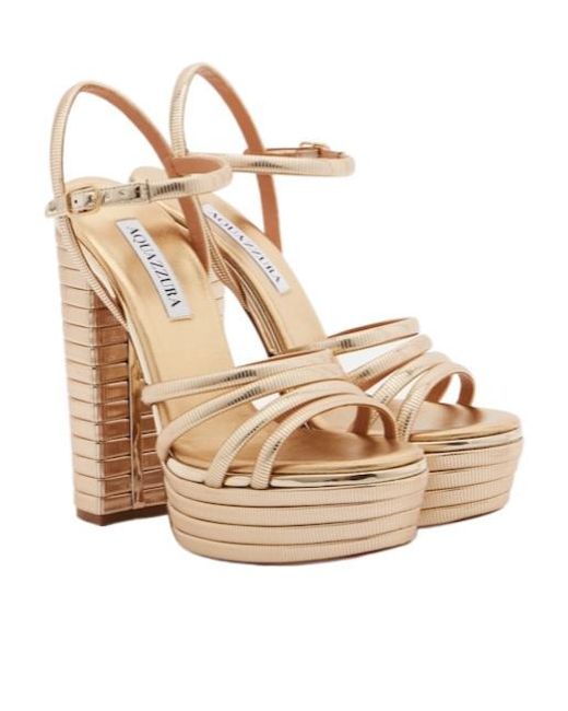 Aquazzura Natural Golden High-Heeled Sandals